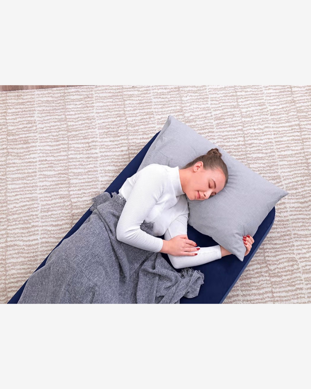 Bestway Materasso Gonfiabile Singolo e Matrimoniale Blu con Valvola Rapida e Superficie Floccata Velluto per Riposo Comfortabile