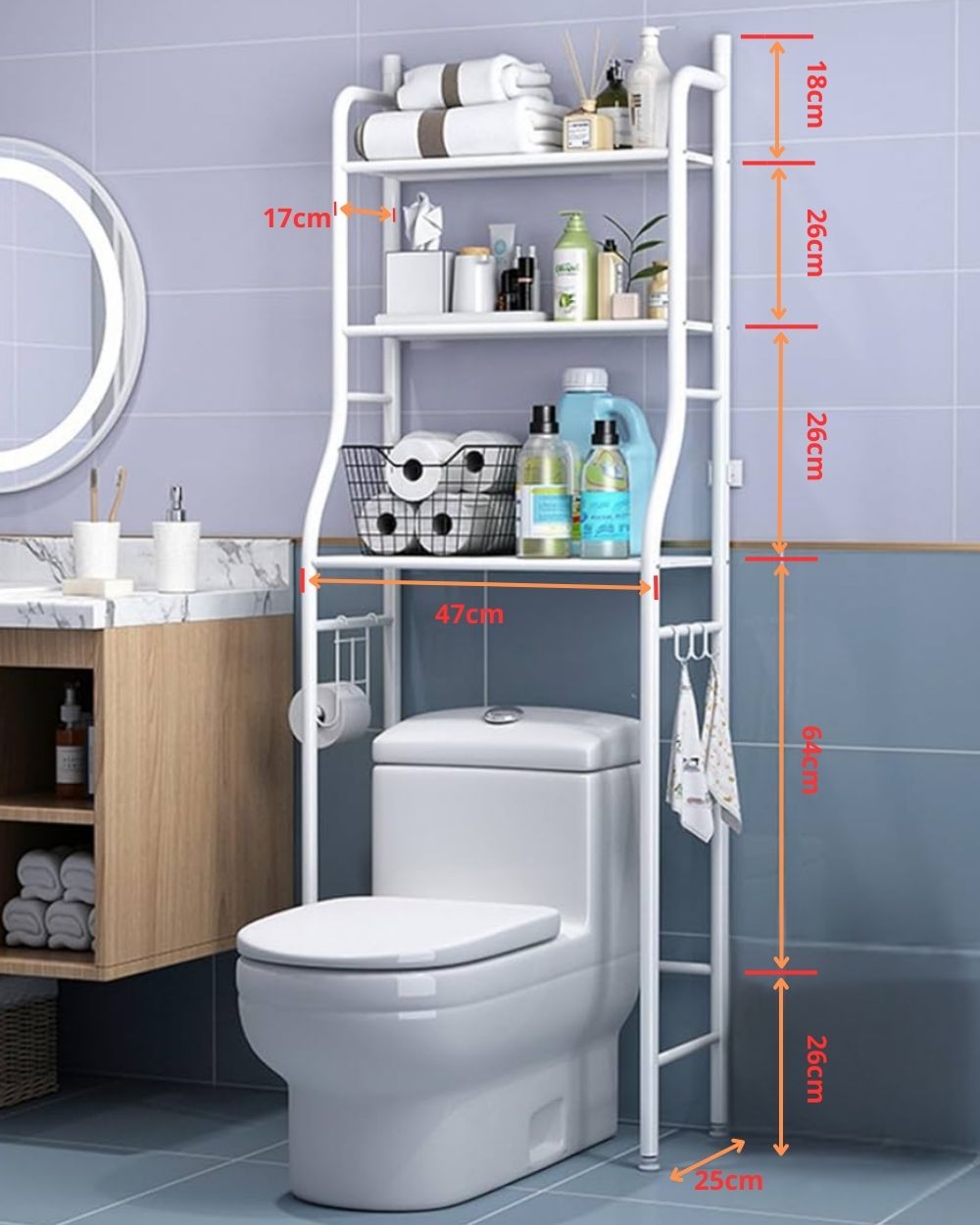 Scaffale per organizer da bagno
