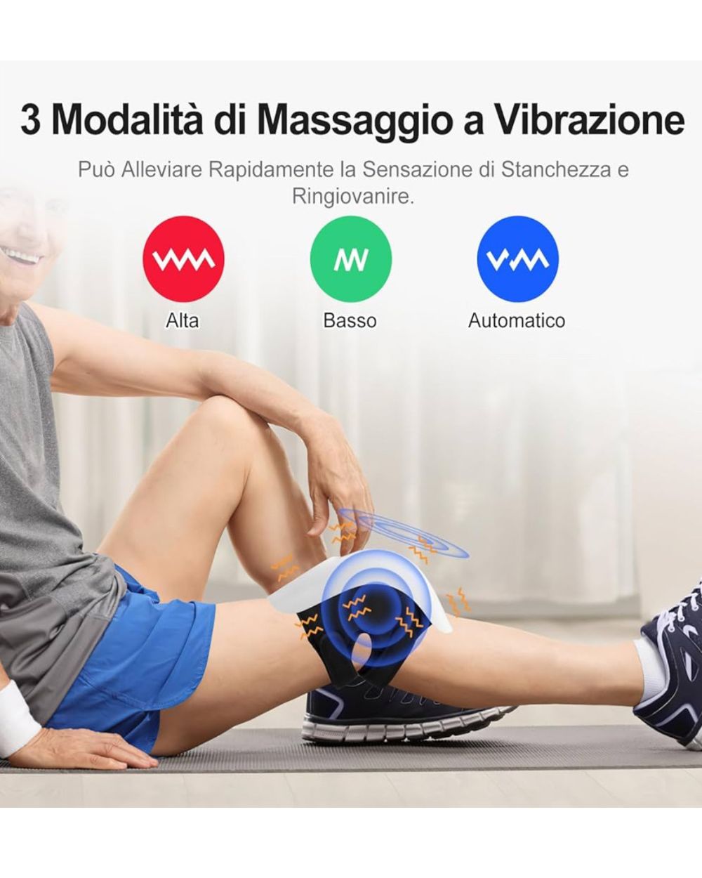 Massaggiatore per Ginocchio Senza Fili, Tecnologia Laser Infrarossi,Massaggiatore per Ginocchia con Touchscreen a LED e 3 Livelli di Calore e Vibrazione per Alleviare i Dolori Articolari