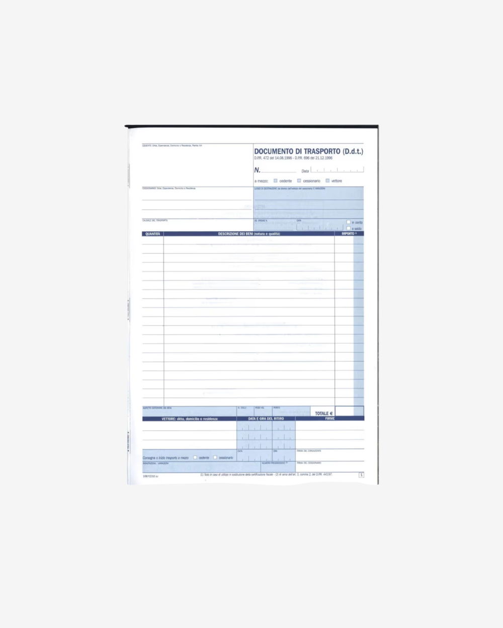 DOCUMENTO DI TRASPORTO DDT (DU1607CD200) DUPLICE COPIA A5