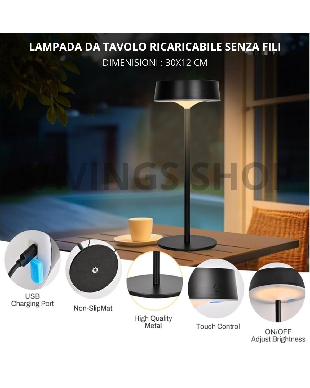 Lampada da Tavolo Solare Senza Fili