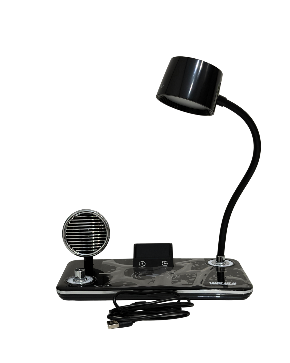 LAMPADA LED DA TAVOLO CON RICARICA WIRELESS, SVEGLIA & CASSA BLUETOOTH