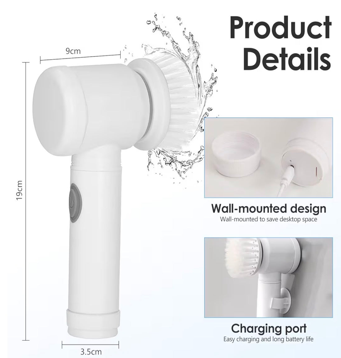 Spazzola Rotante Pulizia Casa, scarpe, pavimento