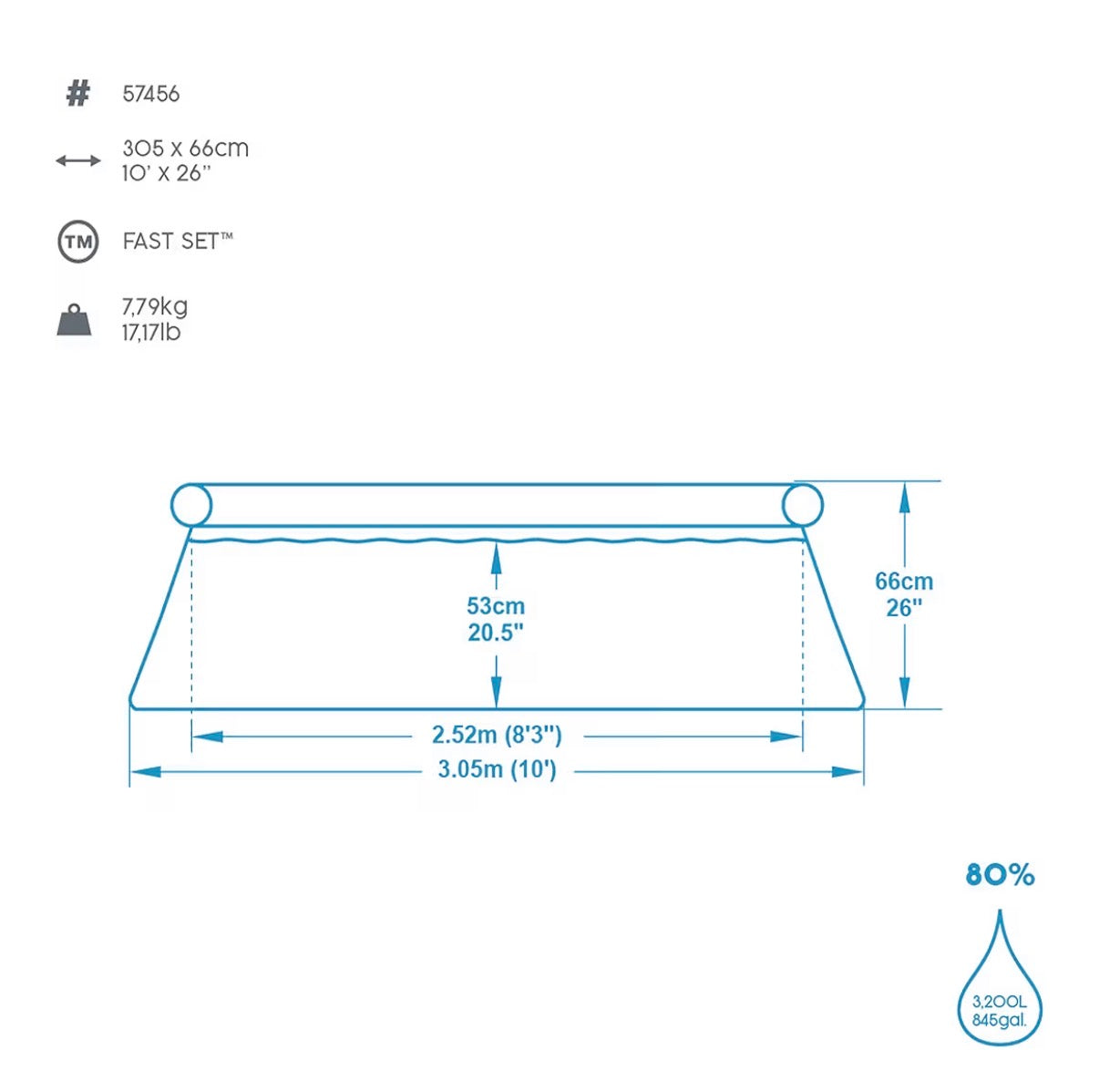 Bestway Piscina Fuori Terra Gonfiabile Fast Set da 305x66