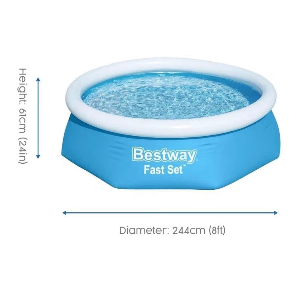 Bestway Piscina Fuori Terra Gonfiabile Fast Set da 244x61