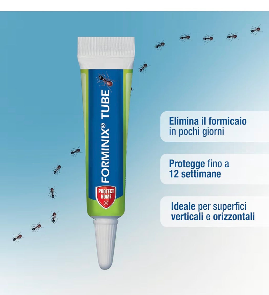 Veleno per Formiche in Gel Pronto Uso, PROTECT HOME Forminix Tubetto. Efficace, Elimina Il Nido in Breve Tempo. Ideale per Ambienti Interni ed Esterni. 4g