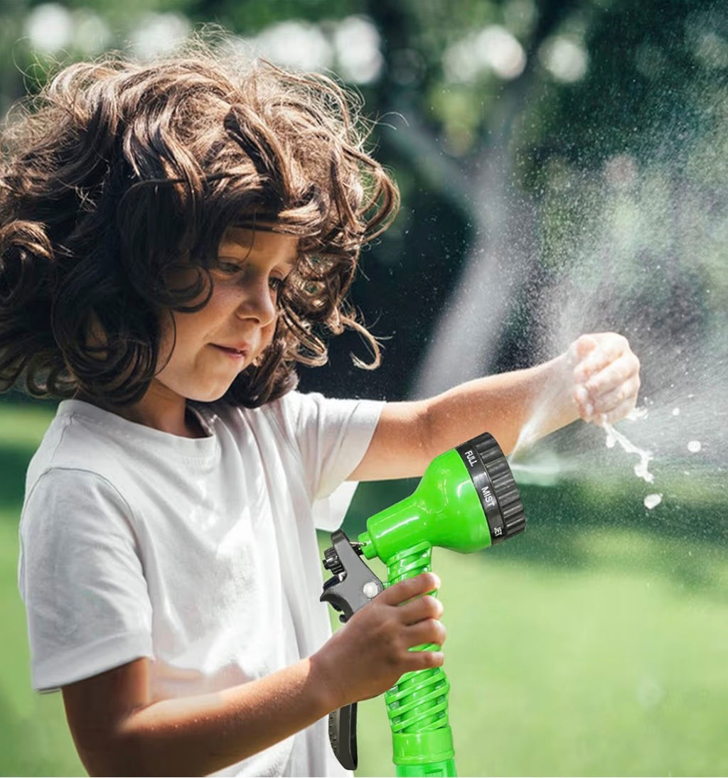 Tubo Estendibile da Giardino, Tubo per Irrigazione con 7 Modalità di Spruzzo Funzioni, Manichetta per Irrigazione con Pistola Acqua Per Lavaggio Auto, Giardino, Prato