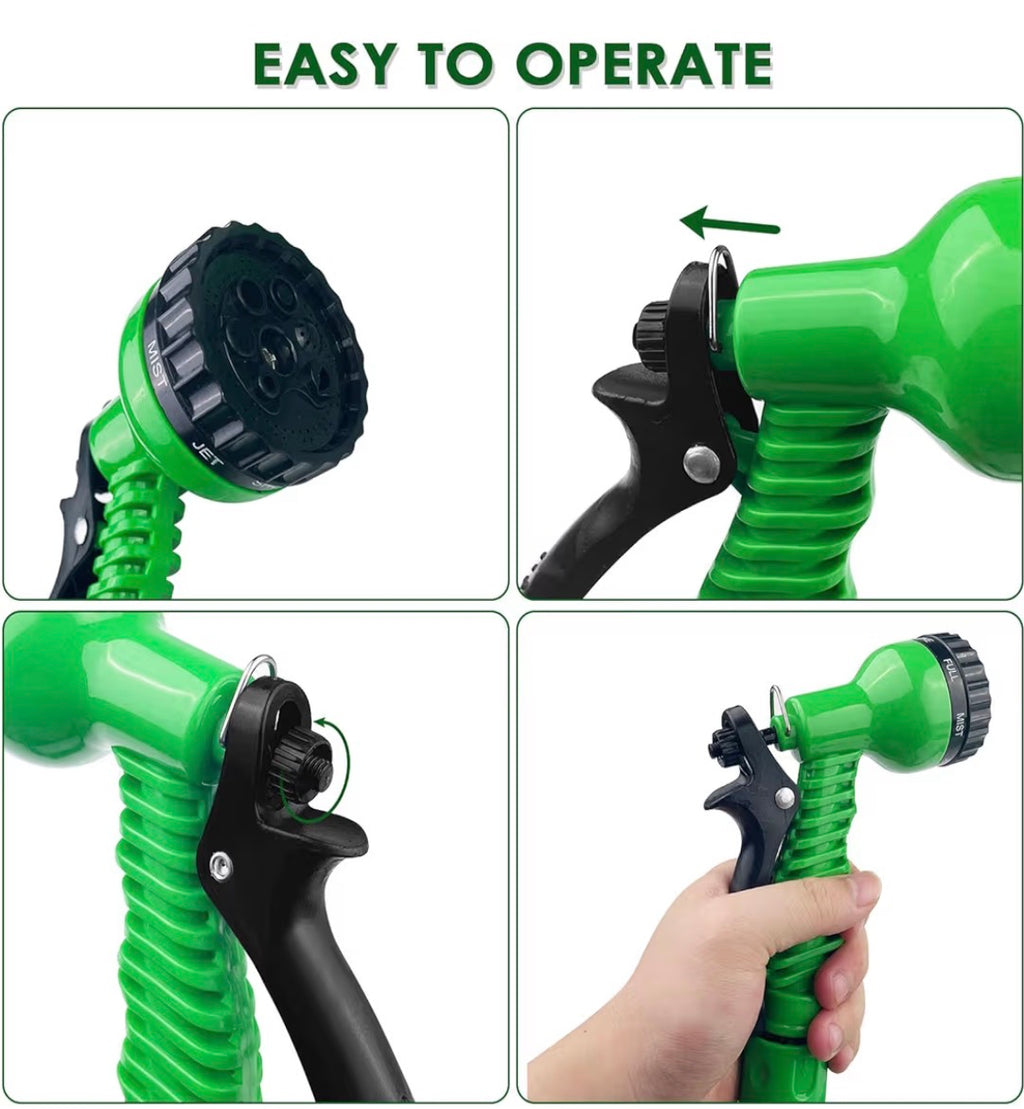 Tubo Estendibile da Giardino, Tubo per Irrigazione con 7 Modalità di Spruzzo Funzioni, Manichetta per Irrigazione con Pistola Acqua Per Lavaggio Auto, Giardino, Prato
