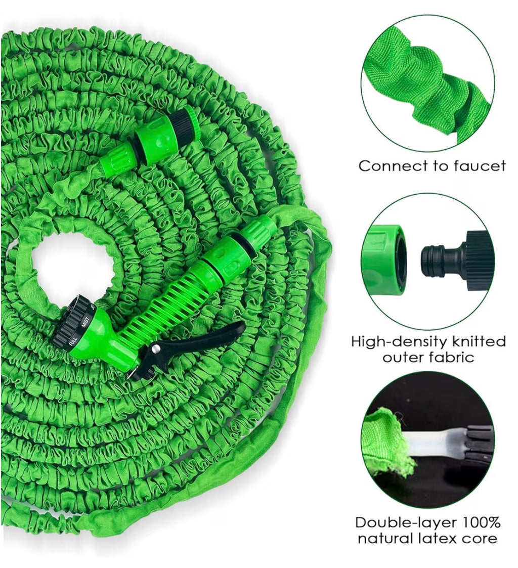 Tubo Estendibile da Giardino, Tubo per Irrigazione con 7 Modalità di Spruzzo Funzioni, Manichetta per Irrigazione con Pistola Acqua Per Lavaggio Auto, Giardino, Prato