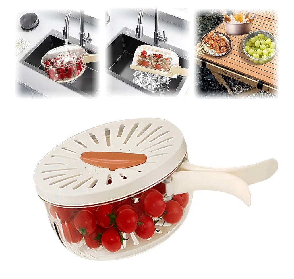 Ciotola per Lavaggio Frutta con Colino, Ciotola per Lavaggio Frutta per Cucina, Frigorifero, Picnic
