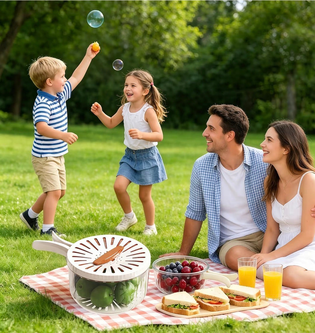 Ciotola per Lavaggio Frutta con Colino, Ciotola per Lavaggio Frutta per Cucina, Frigorifero, Picnic