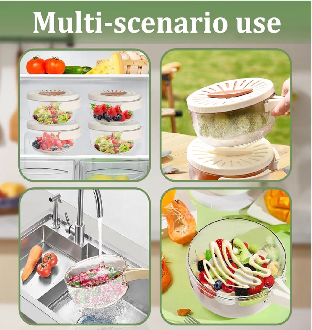 Ciotola per Lavaggio Frutta con Colino, Ciotola per Lavaggio Frutta per Cucina, Frigorifero, Picnic