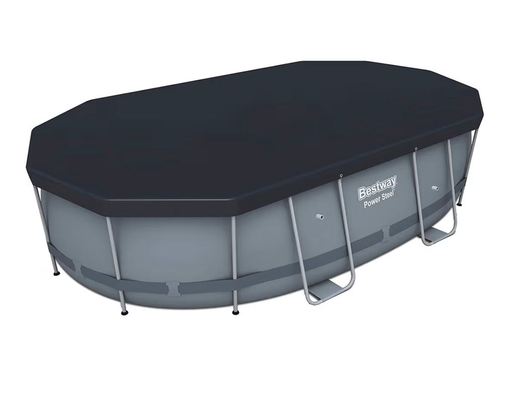 Piscina Bestway Power Steel - Set Completo Ovale con Pompa filtro, scala e telone, 488 x 305 x 107cm
